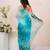 Turquoise blue shaded georgette saree with gota patti jaal work