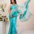 Turquoise blue shaded georgette saree with gota patti jaal work