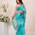 Turquoise blue shaded georgette saree with gota patti jaal work
