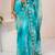 Turquoise blue shaded georgette saree with gota patti jaal work