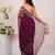 Wine georgette saree with aari & sequins work