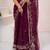 Wine georgette saree with aari & sequins work