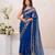 Blue georgette saree with aari & sequins work