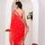 Red georgette saree with aari & sequins work