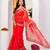 Red georgette saree with aari & sequins work