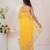 Yellow georgette saree with aari work