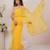 Yellow georgette saree with aari work