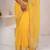 Yellow georgette saree with aari work
