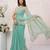 Teal blue georgette saree with aari work