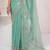 Teal blue georgette saree with aari work
