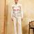 White velvet multi thread & sequence embroidered wok jacket with unstitched pant
