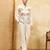 White velvet multi thread & sequence embroidered wok jacket with unstitched pant