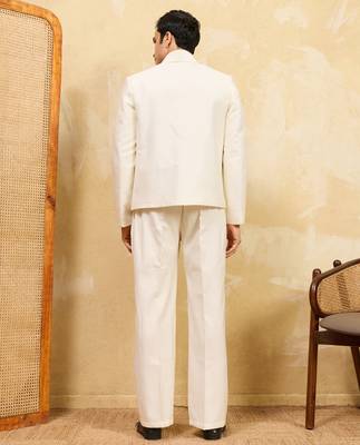 White velvet multi thread & sequence embroidered wok jacket with unstitched pant 4