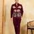 Maroon khadi silk velvet multi thread & sequence embroidered wok jacket with unstitched pant