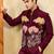 Maroon khadi silk velvet multi thread & sequence embroidered wok jacket with unstitched pant