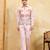 Pink khadi silk velvet multi thread & sequence embroidered wok jacket with unstitched pant