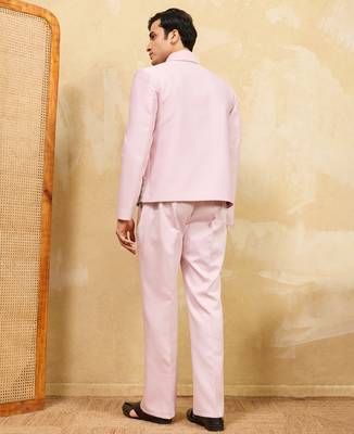 Pink khadi silk velvet multi thread & sequence embroidered wok jacket with unstitched pant 4