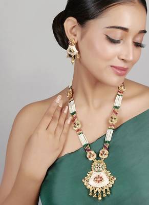   copper temple rajwadi style jewellery set       1