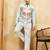 Sky blue velvet multi thread & sequence embroidered wok jacket with unstitched pant