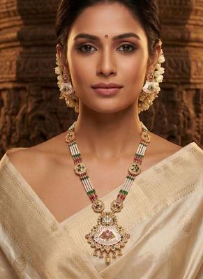   copper temple rajwadi style jewellery set       2