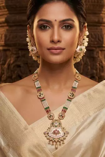   copper temple rajwadi style jewellery set      