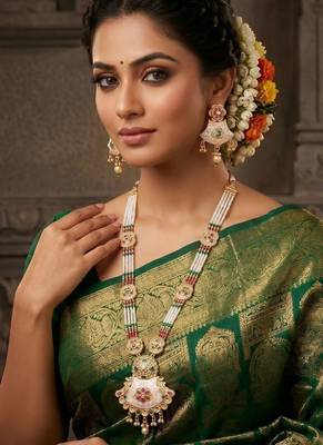   copper temple rajwadi style jewellery set       3