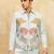 Sky blue velvet multi thread & sequence embroidered wok jacket with unstitched pant