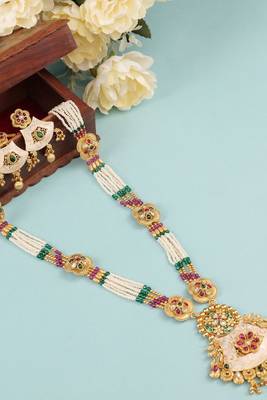   copper temple rajwadi style jewellery set       5