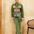 Green velvet multi thread & sequence embroidered wok jacket with unstitched pant