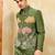 Green velvet multi thread & sequence embroidered wok jacket with unstitched pant
