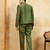 Green velvet multi thread & sequence embroidered wok jacket with unstitched pant