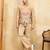 Beige velvet multi thread & sequence embroidered wok jacket with unstitched pant
