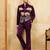 Purple velvet multi thread & sequence embroidered wok jacket with unstitched pant