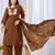 Brown embroidered mul kurta palazzo dupatta set