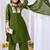 Olive green embroidered mul kurta palazzo dupatta set