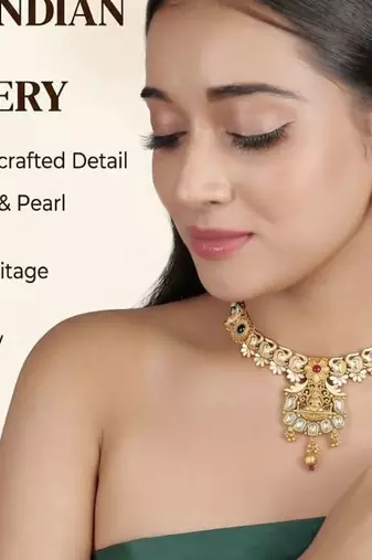   Gold plated traditional temple necklace jewellery with earrings set for wo ::Girls 