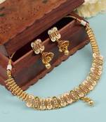   Gold plated traditional temple choker necklace jewellery with earrings set for wo ::Girls