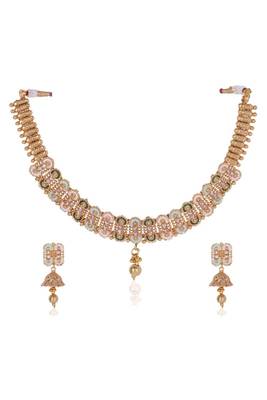   Gold plated traditional temple choker necklace jewellery with earrings set for wo ::Girls 5