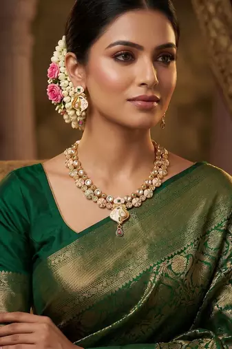   copper temple rajwadi style jewellery set      