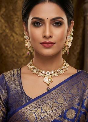   copper temple rajwadi style jewellery set       3
