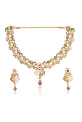   copper temple rajwadi style jewellery set       5