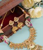   copper temple rajwadi style jewellery set      