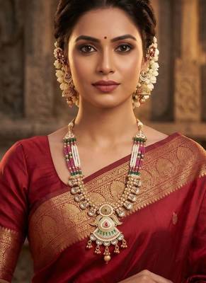   copper temple rajwadi style jewellery set       2
