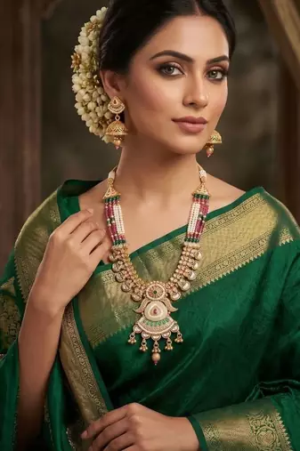   copper temple rajwadi style jewellery set      