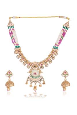   copper temple rajwadi style jewellery set       5