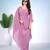 Pink embroidered mulmul kurta pant set with dupatta