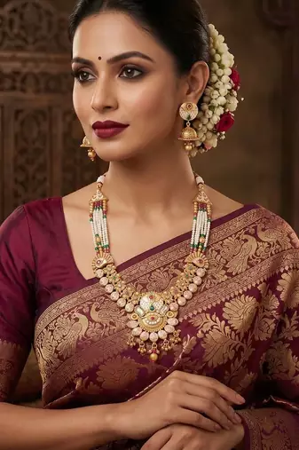   Gold plated traditional temple choker necklace jewellery with earrings set for wo ::Girls