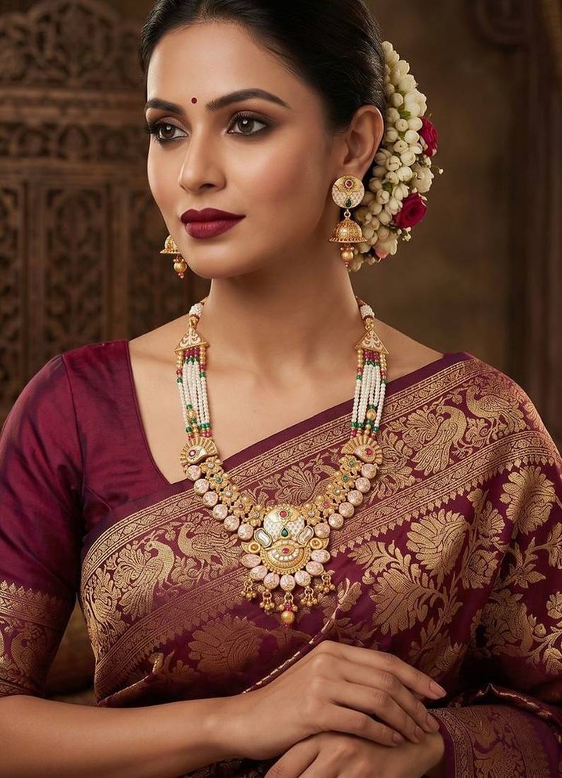   Gold plated traditional temple choker necklace jewellery with earrings set for wo ::Girls