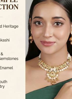   Gold plated traditional temple choker necklace jewellery with earrings set for wo ::Girls 4