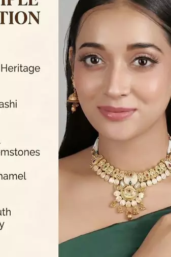   Gold plated traditional temple choker necklace jewellery with earrings set for wo ::Girls